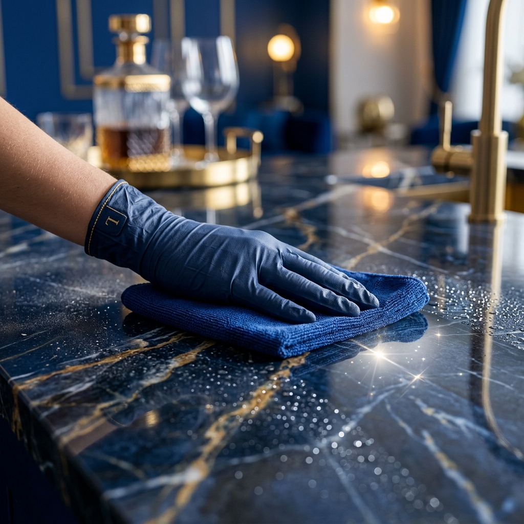 Close-up of a surface being polished